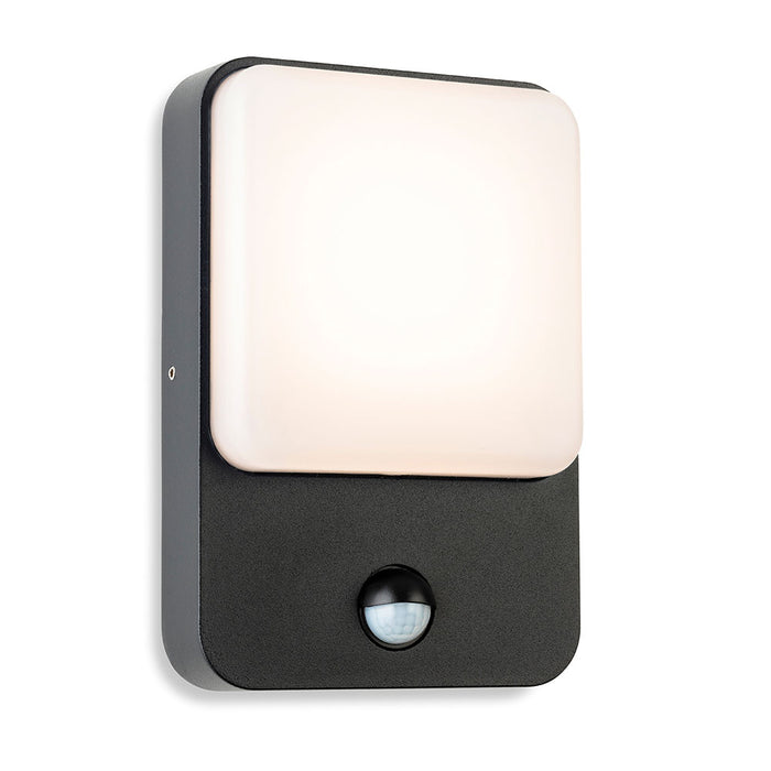 Hero LED Wall Light with PIR Graphite with White Polycarbonate Diffuser