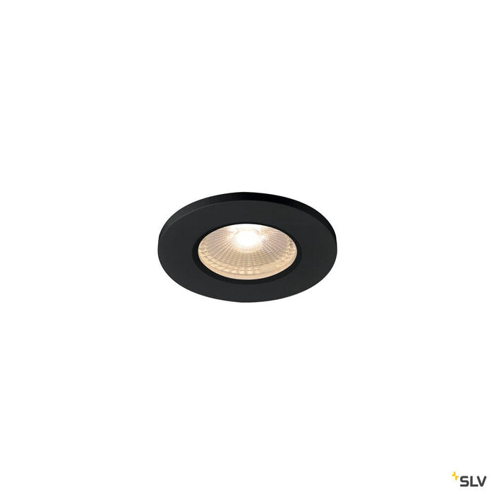 KAMUELA, fire protection recessed ceiling light, LED, 3000K, black, 38°, dimmable, IP65