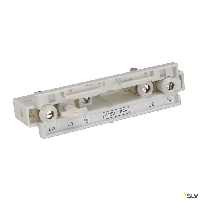 CENTRE FEED-IN for EUTRAC 240V 3-phase surface-mounted track, white