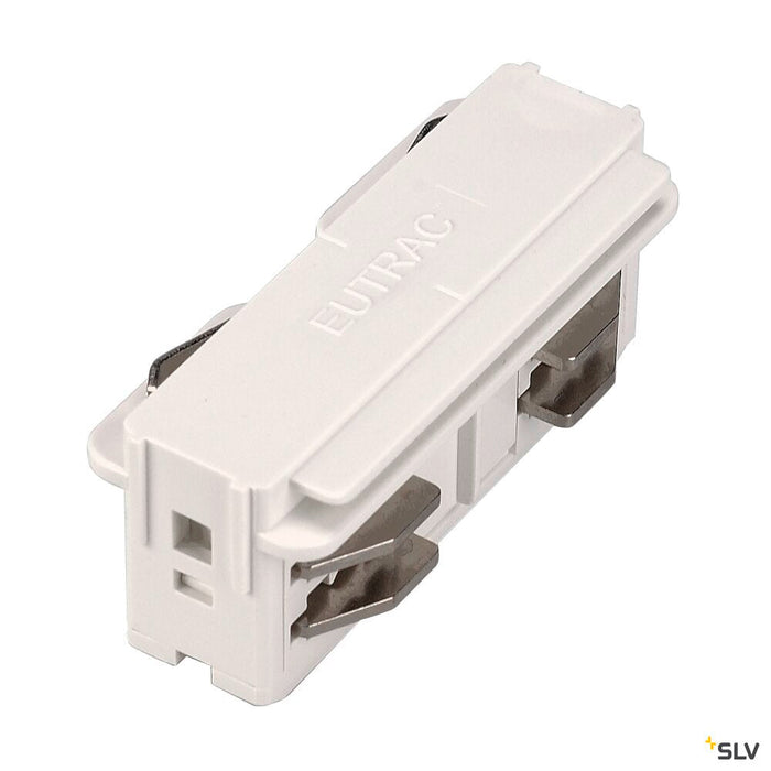 LONG CONNECTOR for EUTRAC 240V 3-phase surface-mounted track, electrical, white