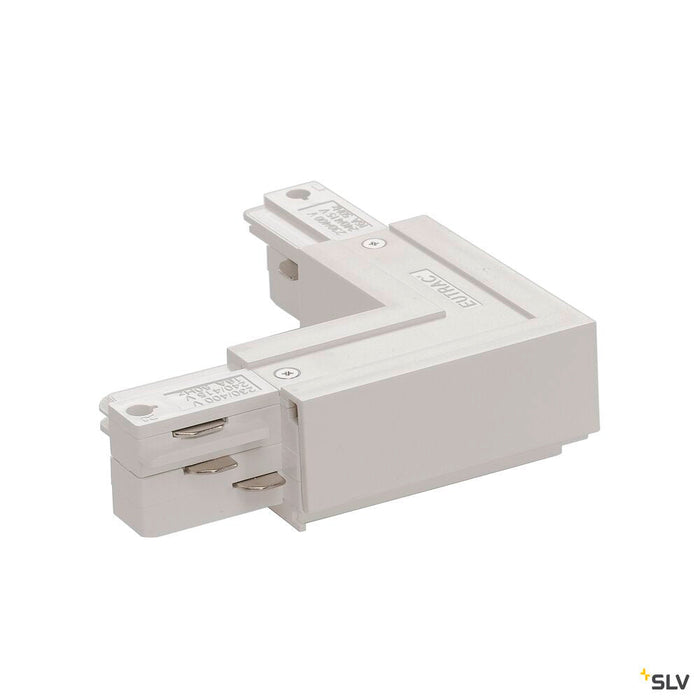 EUTRAC L-connector, with feed-in capability, outer earth, traffic white