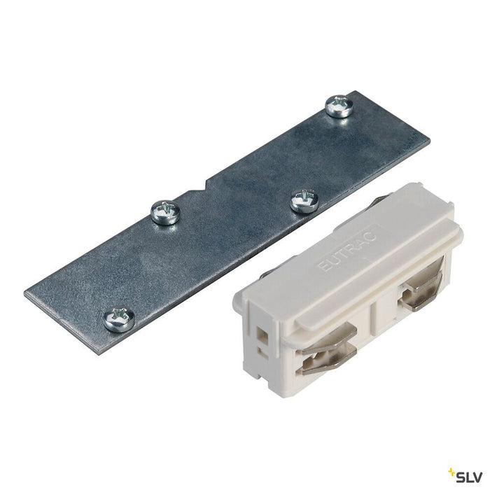 LONG CONNECTOR for EUTRAC 240V 3-phase recessed track, electrical / mechanical, white