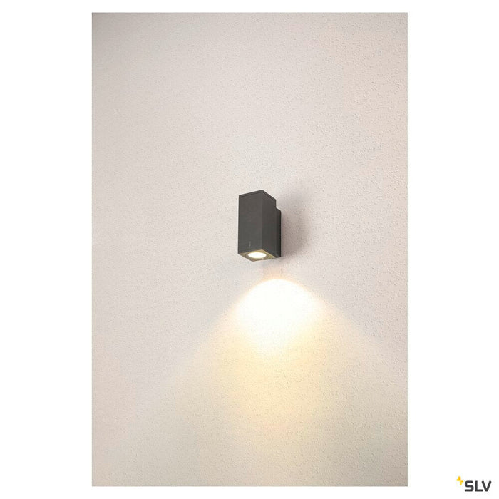 ENOLA SQUARE S, single outdoor LED surface-mounted wall light anthracite