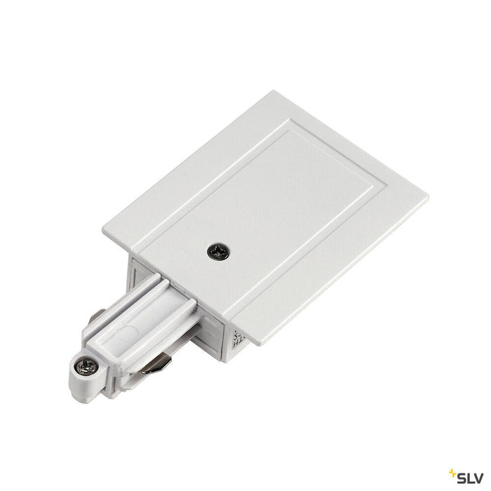 FEED-IN for 240V 1-phase  recessed track, white, earth electrode left