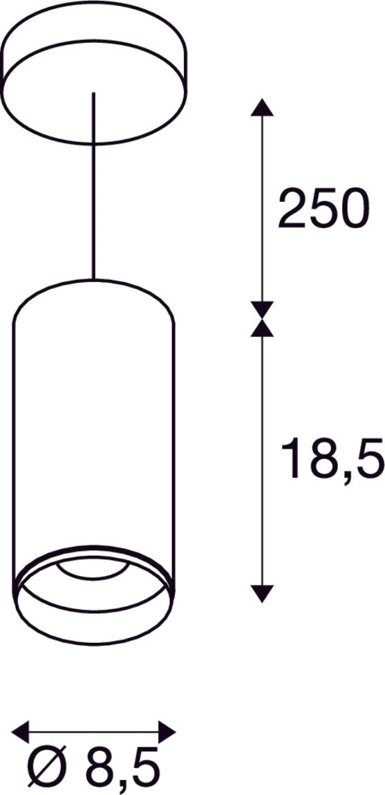 NUMINOS PD DALI M, Indoor LED pendant light white/black 2700K 60°