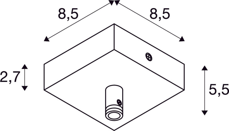 CEILING PLATE, for GLENOS, silver, with strain relief