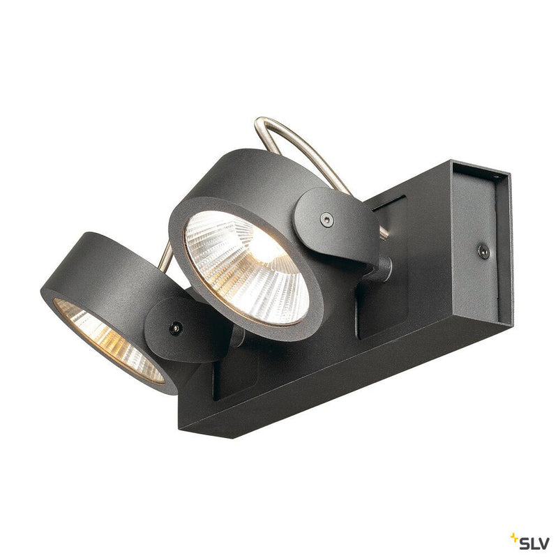 KALU, wall and ceiling light, double-headed, LED, 3000K, black, 60°