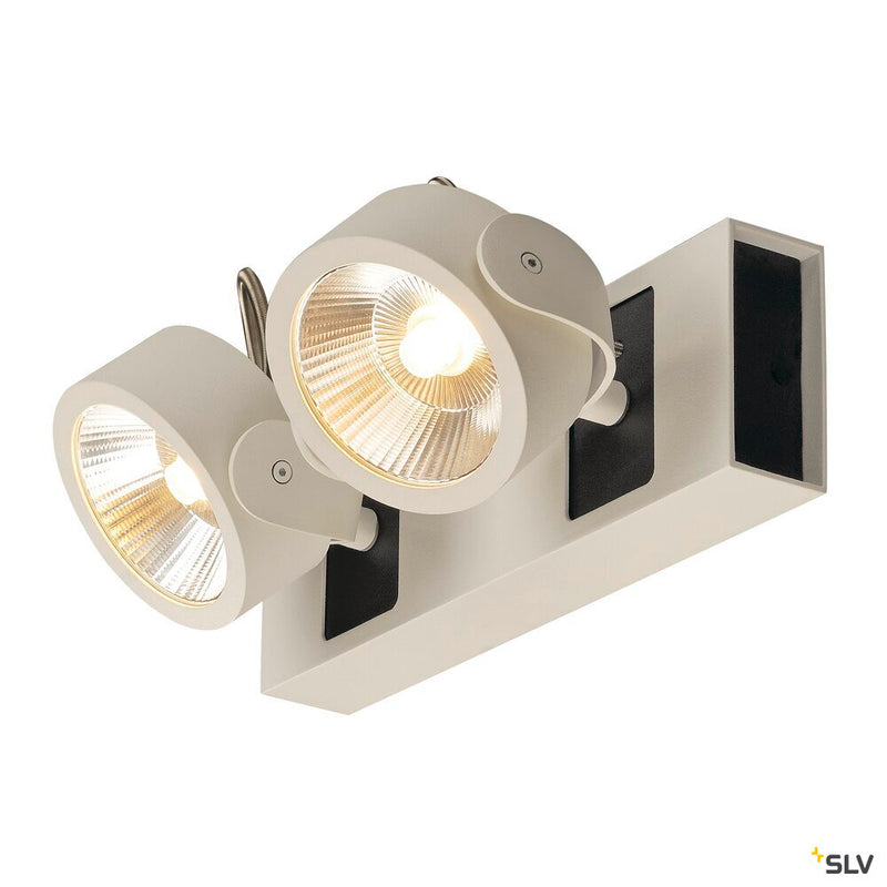 KALU, wall and ceiling light, double-headed, LED, 3000K, white/black, 60°