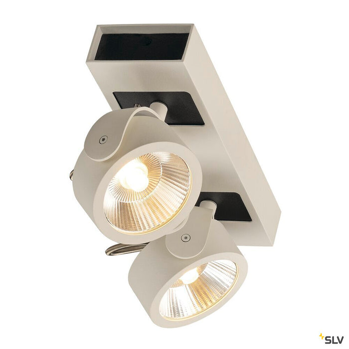 KALU, wall and ceiling light, double-headed, LED, 3000K, white/black, 60°