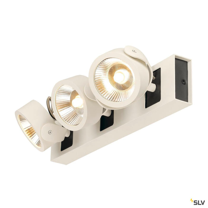 KALU, wall and ceiling light,  three-headed, LED, 3000K, white/black, 60°