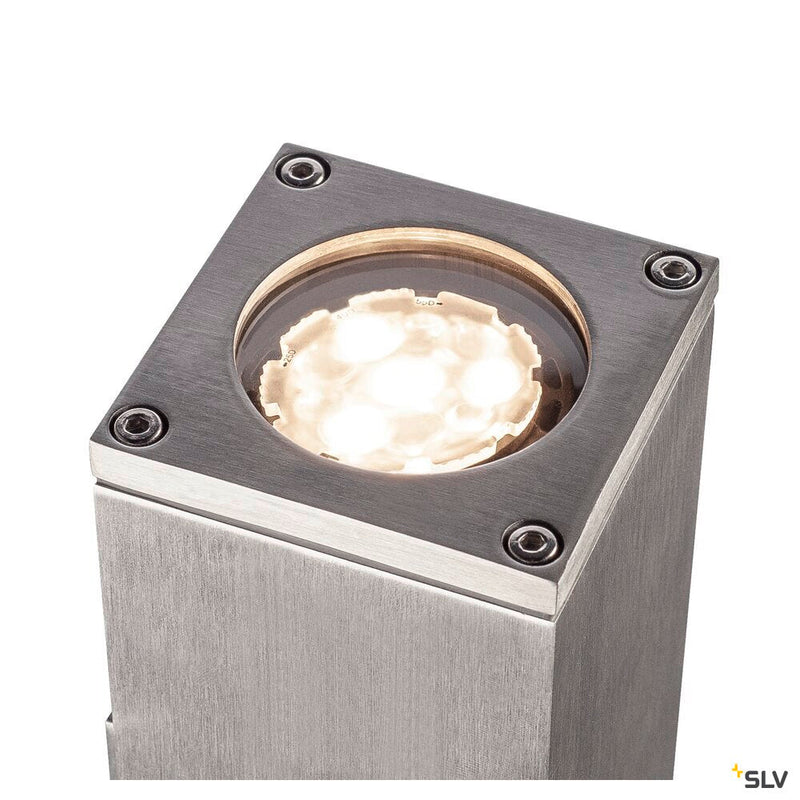 THEO UP/DOWN, QPAR51, outdoor wall light, natural aluminium, max. 2x50W, IP44