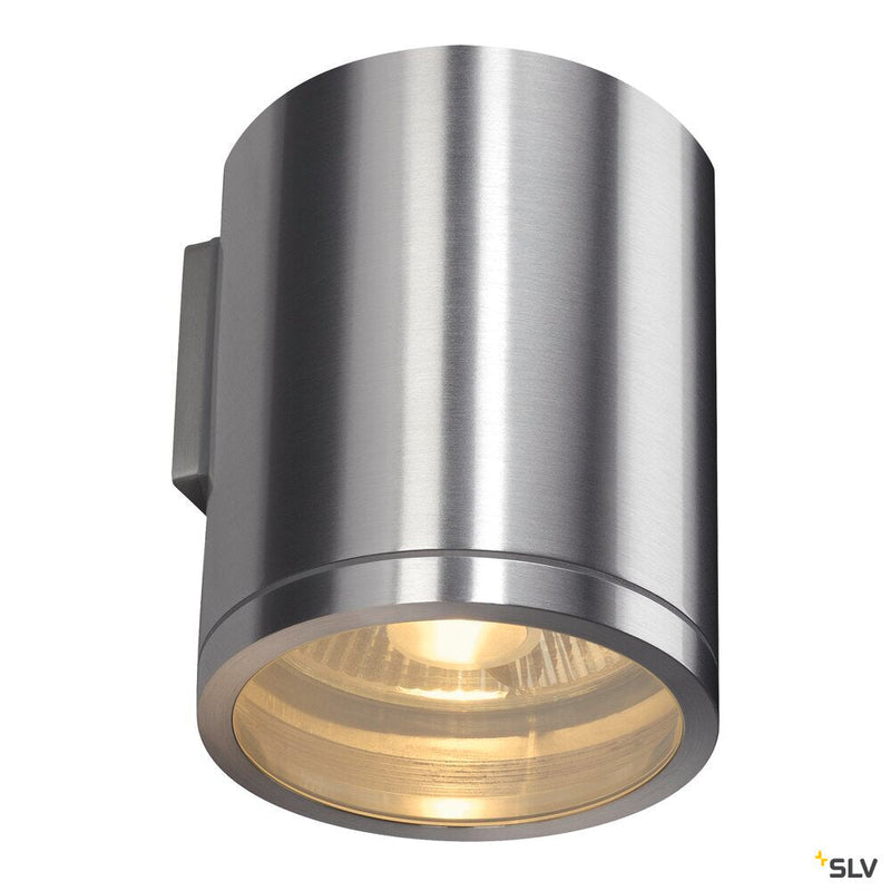 ROX WALL OUT, QPAR11, outdoor wall light, brushed aluminium, max. 50W, IP44