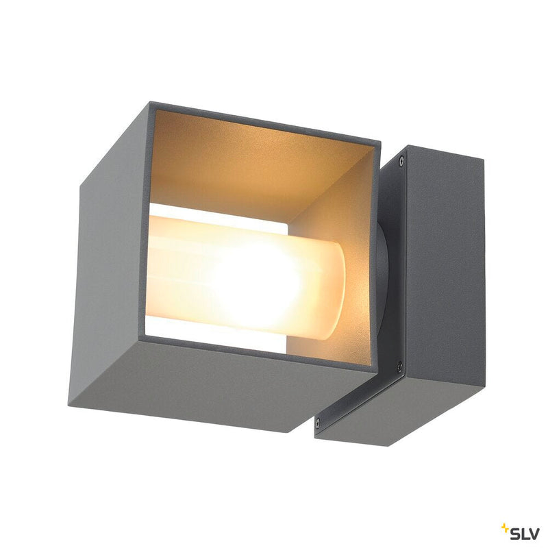 SQUARE TURN, QT14, outdoor wall light, silver-grey, max. 42W, IP44