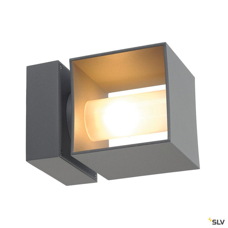 SQUARE TURN, QT14, outdoor wall light, silver-grey, max. 42W, IP44