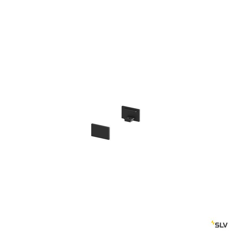 END CAPS, for GRAZIA 10 surface mounted profile flat, 2 pieces, flat version, black