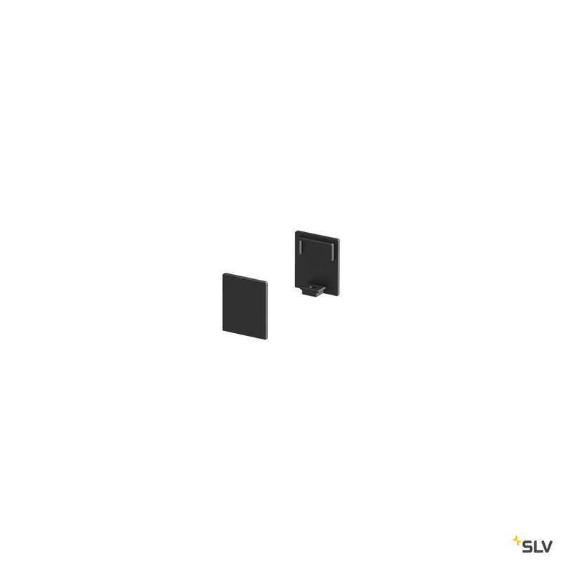 END CAPS, for GRAZIA 10 surface mounted profile flat, 2 pieces, high version, black
