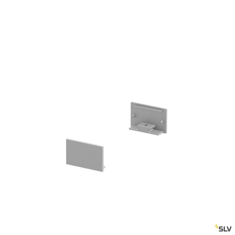 END CAPS, for GRAZIA 20 surface mounted profile flat, 2 pieces, flat version, aluminium