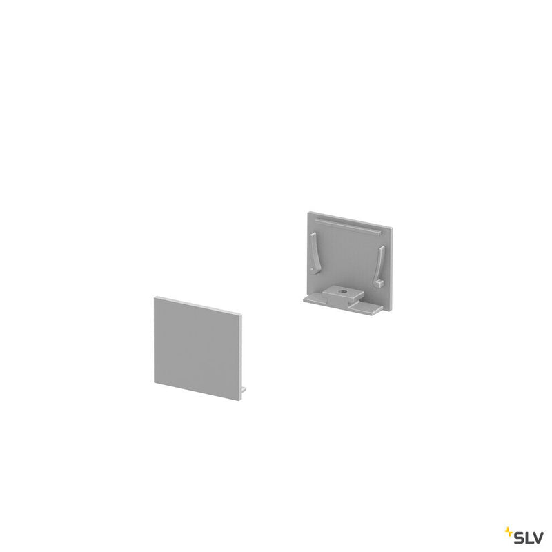 END CAPS, for GRAZIA 20 surface mounted profile standard, 2 pieces, flat version, aluminium