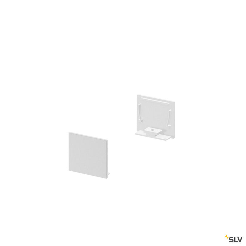 END CAPS, for GRAZIA 20 surface mounted profile standard, 2 pieces, flat version, white