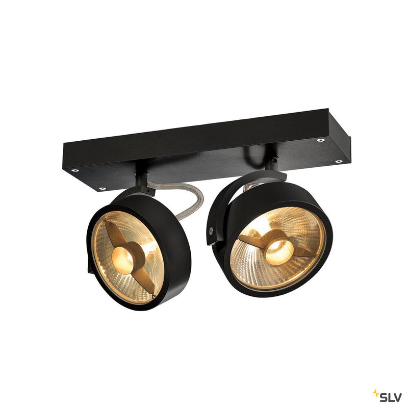 KALU, wall and ceiling light, QPAR111, double-headed, black, max. 75W