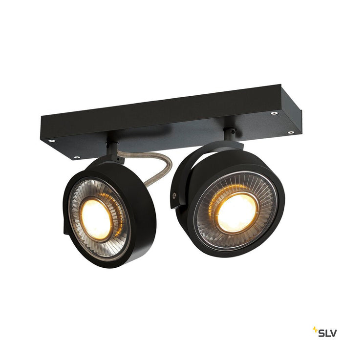 KALU, wall and ceiling light, QPAR111, double-headed, black, max. 75W