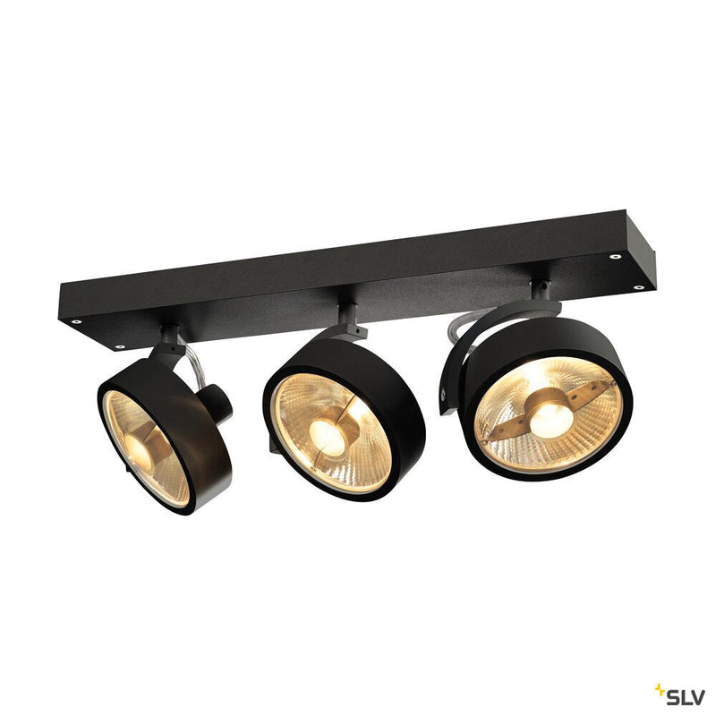 KALU, wall and ceiling light, QPAR111, three-headed, black, max. 75W