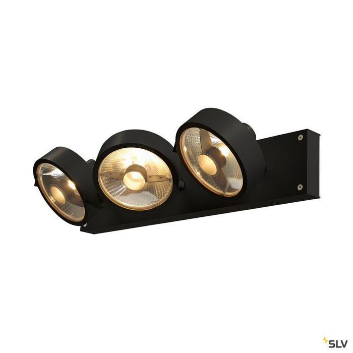 KALU, wall and ceiling light, QPAR111, three-headed, black, max. 75W