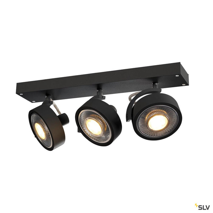 KALU, wall and ceiling light, QPAR111, three-headed, black, max. 75W