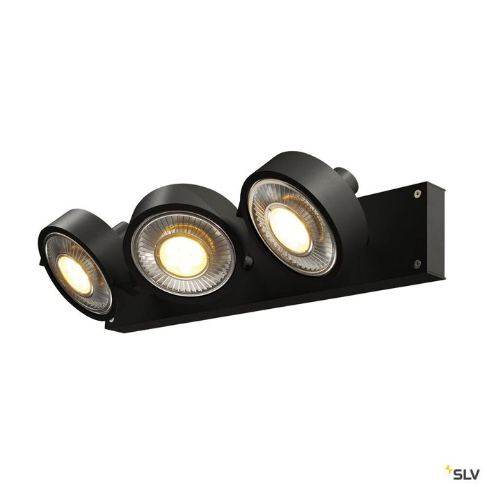 KALU, wall and ceiling light, QPAR111, three-headed, black, max. 75W