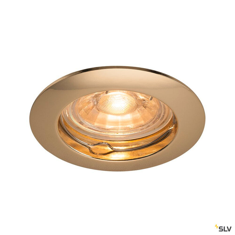 PIKA, recessed ceiling light, QPAR51, rigid, brass, max. 50W