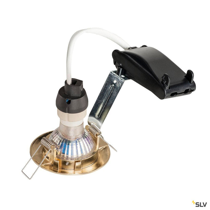 PIKA, recessed ceiling light, QPAR51, rigid, brass, max. 50W