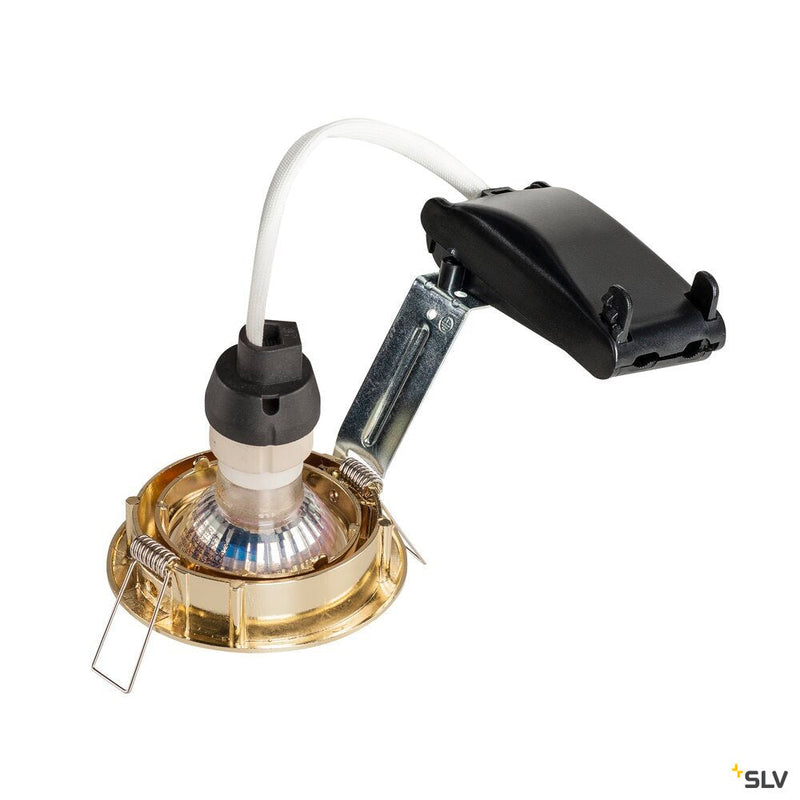 PIKA, recessed ceiling light, QPAR51, swivelling, brass, max. 50W