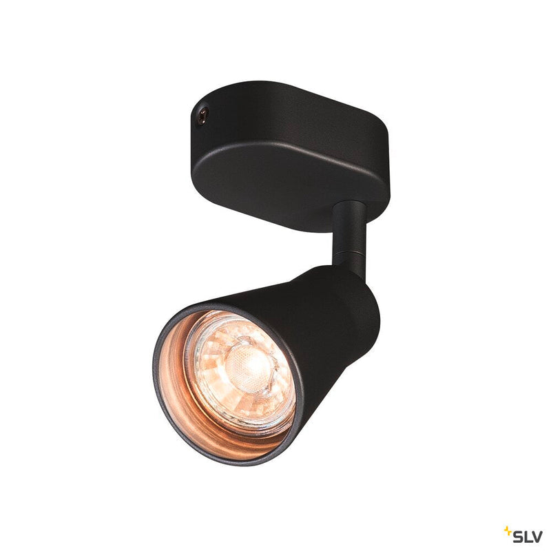 AVO CW Single, Indoor surface-mounted wall and ceiling light, QPAR51, black, max. 50W