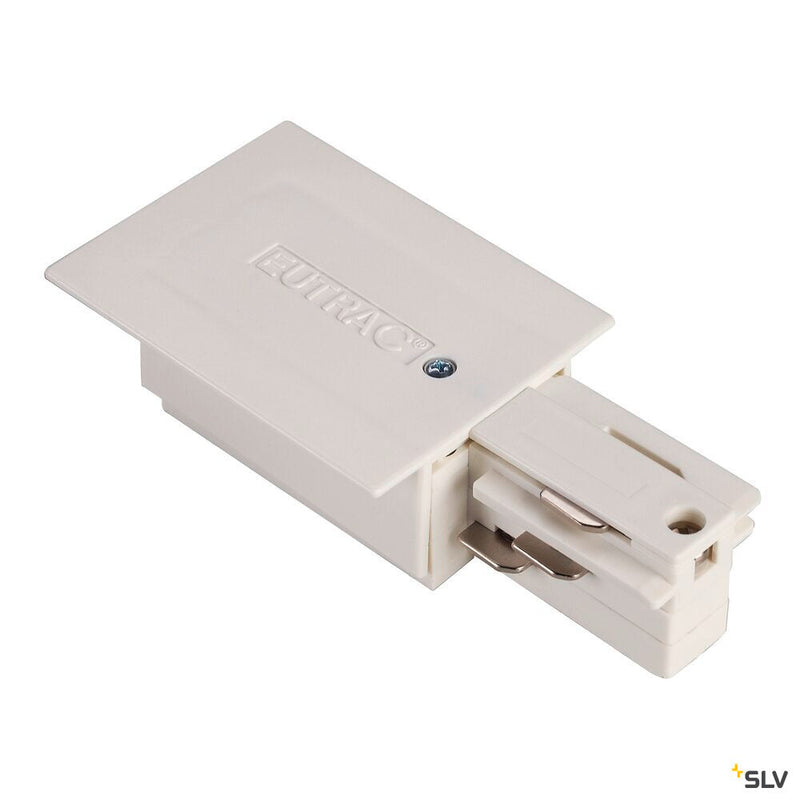 FEED-IN for EUTRAC 3-phase high-voltage recessed track, white, earth electrode right