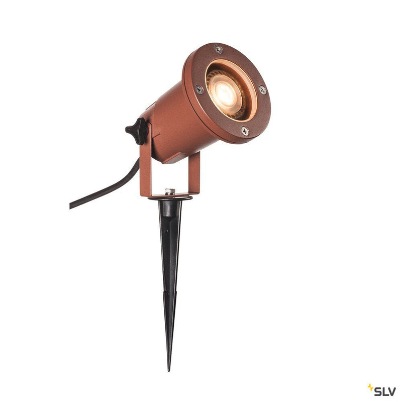 BIG NAUTILUS QPAR51, Outdoor ground spike luminaire, rust coloured IP65 max. 11W