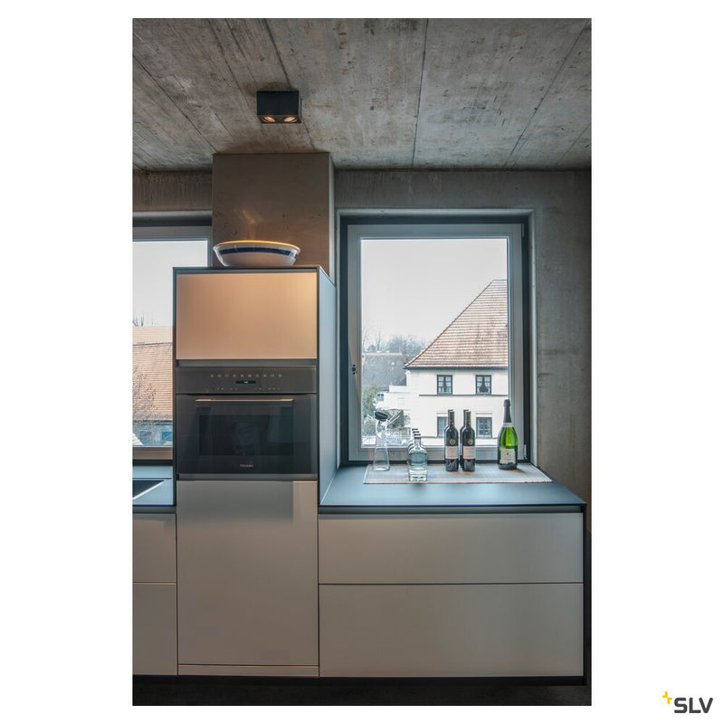 TRILEDO Double, indoor surface-mounted ceiling light, QPAR51, black, max 10W