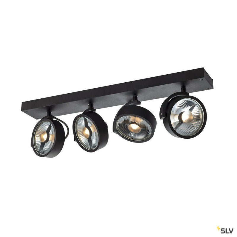 KALU CW, indoor surface-mounted wall and ceiling light, quad, QPAR111 black 4x75W