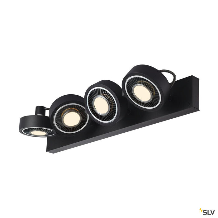 KALU CW, indoor surface-mounted wall and ceiling light, quad, QPAR111 black 4x75W