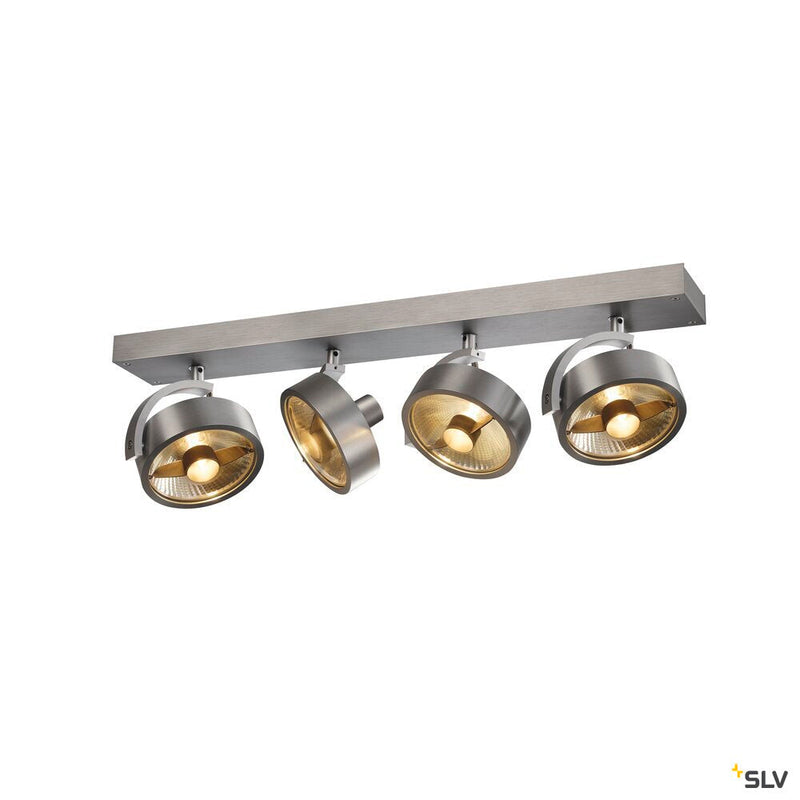 KALU CW, indoor surface-mounted wall and ceiling light, quad, QPAR111 brushed aluminium 4x75W