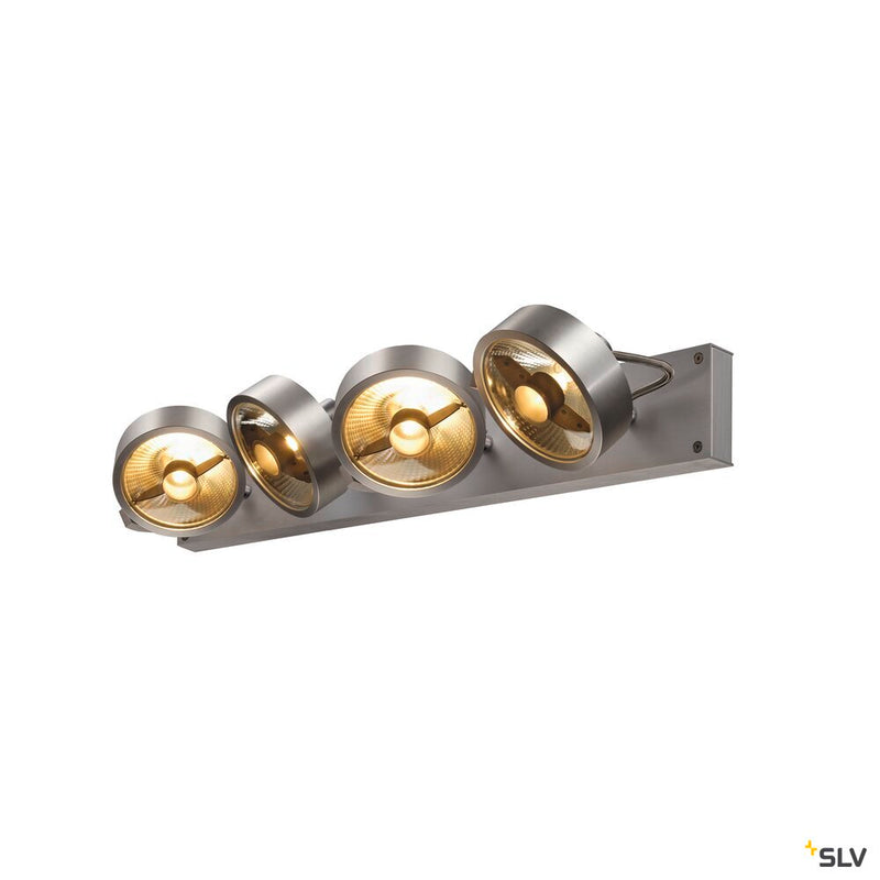 KALU CW, indoor surface-mounted wall and ceiling light, quad, QPAR111 brushed aluminium 4x75W