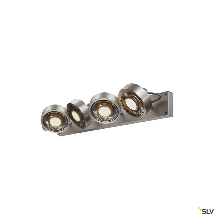 KALU CW, indoor surface-mounted wall and ceiling light, quad, QPAR111 brushed aluminium 4x75W