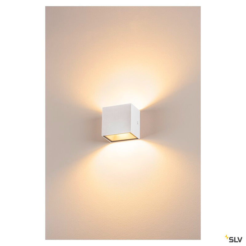 SITRA CUBE WL, LED outdoor surface-mounted wall and ceiling light, white, IP44, 3000K, 10W