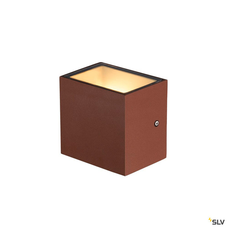 SITRA CUBE WL, LED outdoor surface-mounted wall and ceiling light, rust coloured, IP44, 3000K, 10W