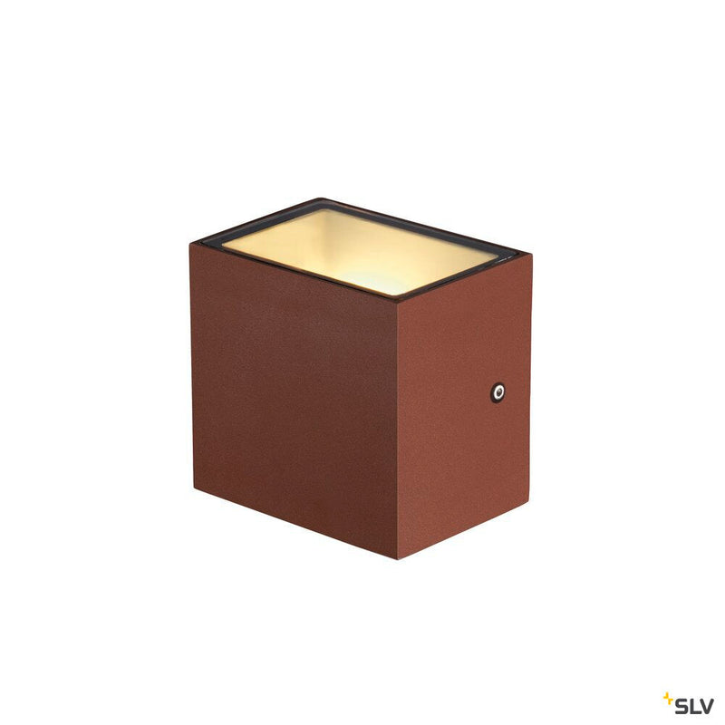 SITRA CUBE WL, LED outdoor surface-mounted wall and ceiling light, rust coloured, IP44, 3000K, 10W