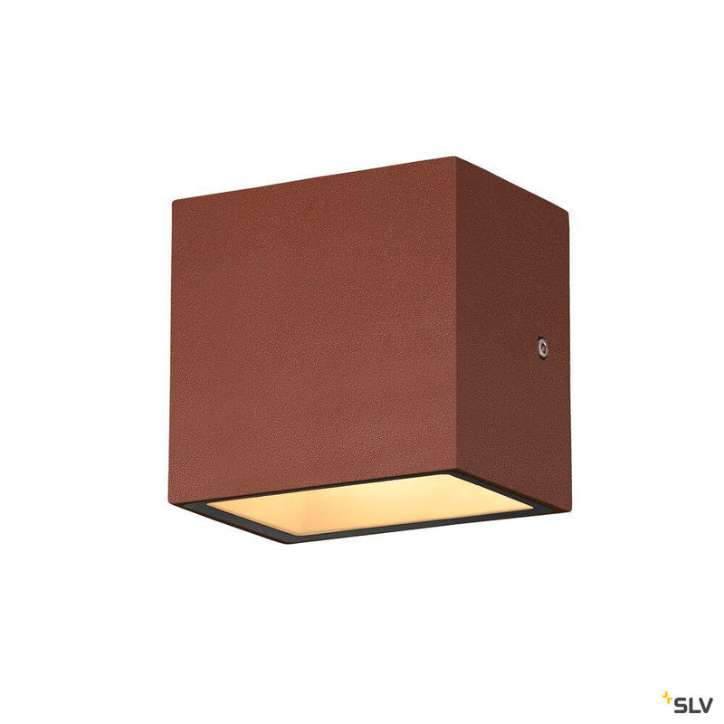 SITRA CUBE WL, LED outdoor surface-mounted wall and ceiling light, rust coloured, IP44, 3000K, 10W