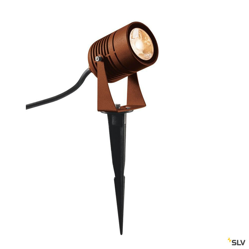 LED SPIKE, LED outdoor ground spike luminaire, rust coloured, IP55, 3000K, 40°