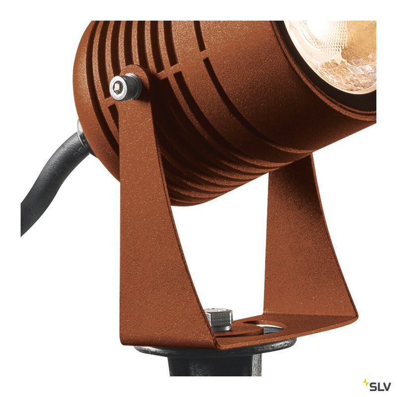 LED SPIKE, LED outdoor ground spike luminaire, rust coloured, IP55, 3000K, 40°