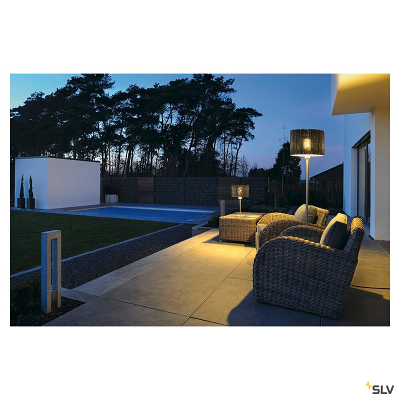 ADEGAN MANILA SL floor stand, PE rattan anthracite + SST 304 + granite G654, E27, max. 15W