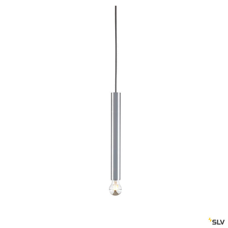 FITU PD E27 indoor pendant, brushed aluminium, 5m cable with open cable end