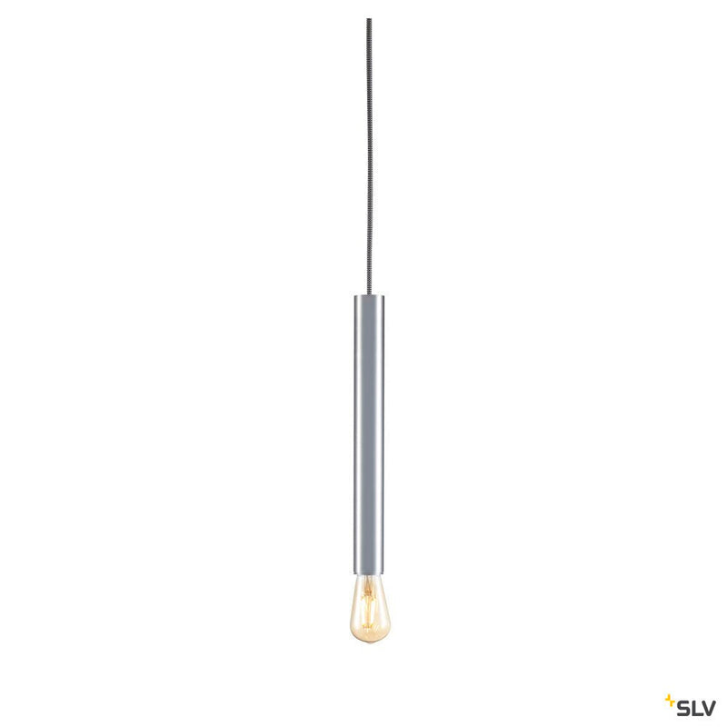 FITU PD E27 indoor pendant, brushed aluminium, 5m cable with open cable end